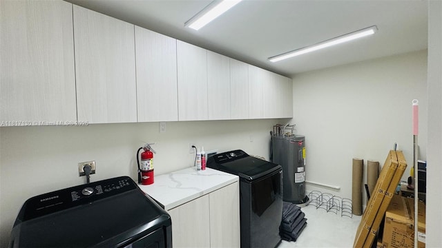 1045 Hollywood Blvd, Hollywood, FL 33019 - laundry room with cabinet space, electric water heater, and washing machine and dryer