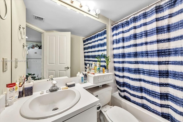 2351 Douglas Rd Unit 1204, Miami, FL 33145 - bathroom with vanity, toilet, and shower / bathtub combination with curtain