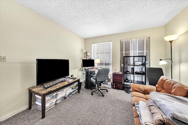 2351 Douglas Rd Unit 1204, Miami, FL 33145 - home office featuring carpet floors, a textured ceiling, and baseboards
