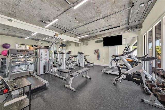 2351 Douglas Rd Unit 1204, Miami, FL 33145 - exercise room with healthy amount of natural light