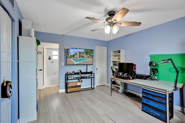 6555 W Broward Blvd Unit 412, Plantation, FL 33317 - office space with ceiling fan, light wood-style floors, and baseboards