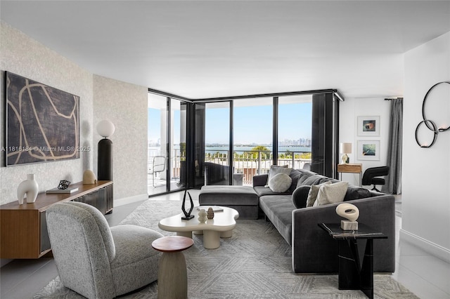 4000 Towerside Ter Unit 804, Miami, FL 33138 - living room with a water view and floor to ceiling windows