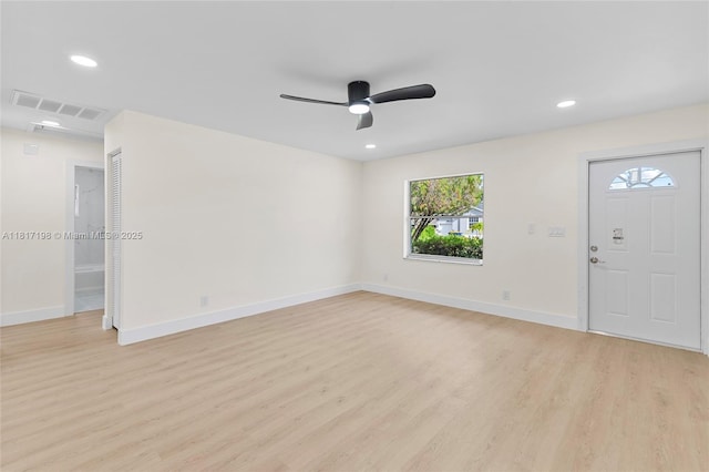 8510 SE Citrus Way, Hobe Sound, FL 33455 - entrance foyer with light wood finished floors, a ceiling fan, healthy amount of natural light, and recessed lighting