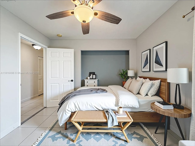 14945 SW 38th St, Miami, FL 33185 - bedroom featuring light tile patterned flooring, baseboards, and a ceiling fan