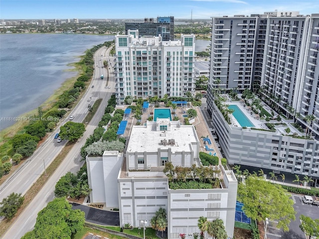 300 S Australian Ave Unit 302, West Palm Beach, FL 33401 - view of urban area featuring a pool, a nearby body of water, a highway, and apartment complex / building