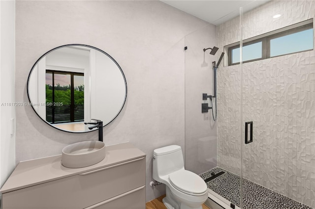 8811 SW 56th St, Miami, FL 33165 - bathroom featuring a stall shower, toilet, and vanity