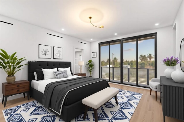 8811 SW 56th St, Miami, FL 33165 - bedroom featuring access to exterior, light wood-style floors, and recessed lighting