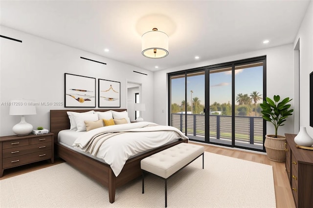 8811 SW 56th St, Miami, FL 33165 - bedroom featuring access to outside, light wood-style flooring, and recessed lighting