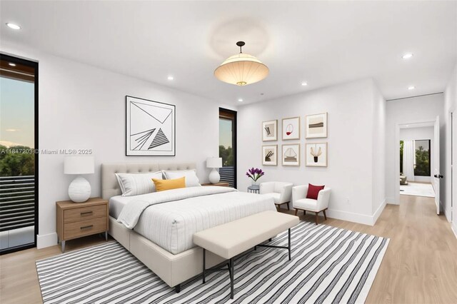 8811 SW 56th St, Miami, FL 33165 - bedroom with light wood finished floors, baseboards, and recessed lighting