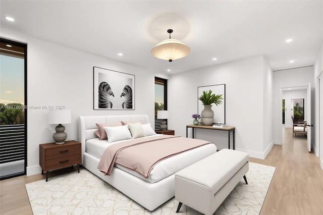 8811 SW 56th St, Miami, FL 33165 - bedroom with light wood-style flooring, recessed lighting, and baseboards