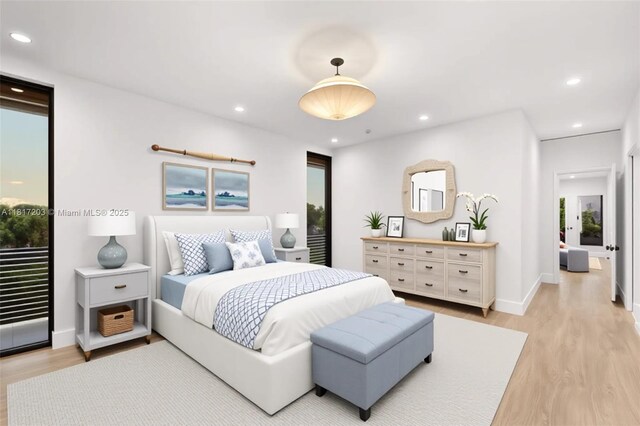 8811 SW 56th St, Miami, FL 33165 - bedroom featuring light wood finished floors, baseboards, and recessed lighting