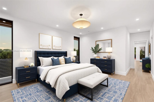 8811 SW 56th St, Miami, FL 33165 - bedroom with light wood-style floors, baseboards, and recessed lighting