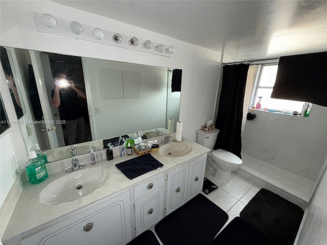 3581 Inverrary Dr Unit 410, Lauderhill, FL 33319 - bathroom featuring a shower with curtain, double vanity, and tile patterned flooring