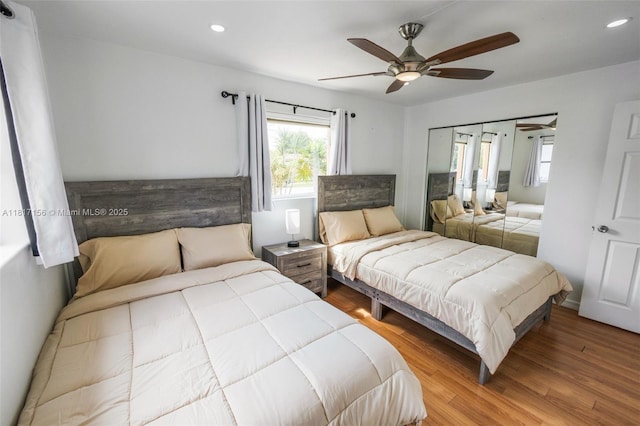 6541 NW 24th St, Sunrise, FL 33313 - bedroom featuring wood finished floors, recessed lighting, and ceiling fan