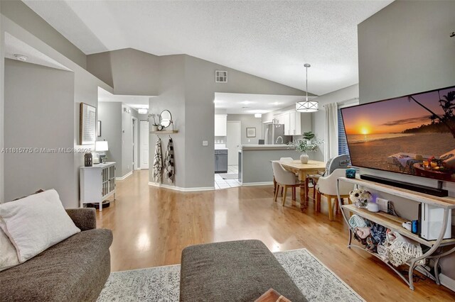 9012 Lake Park Cir S, Davie, FL 33328 - living room with vaulted ceiling, light wood-type flooring, and baseboards