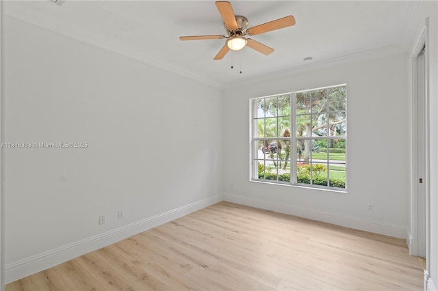 7215 Great Falls Cir, Boynton Beach, FL 33437 - spare room featuring light wood-style floors, baseboards, ornamental molding, and a ceiling fan
