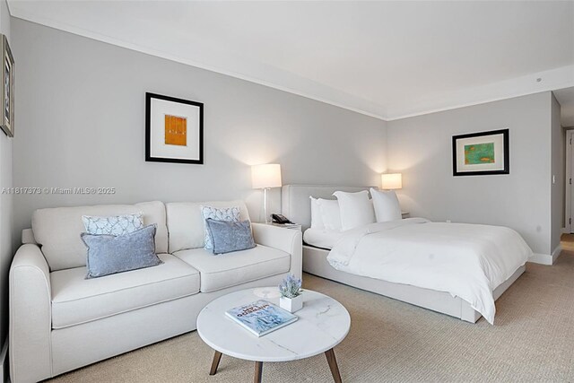 1435 Brickell Ave Unit 3111, Miami, FL 33131 - carpeted bedroom featuring crown molding and baseboards