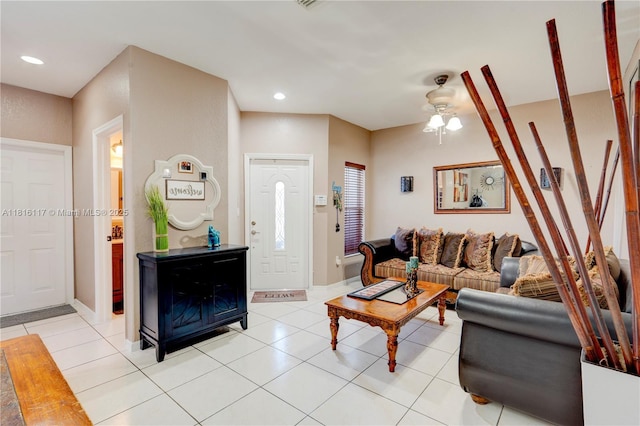 1100 SE 19th Ave, Homestead, FL 33035 - living room with light tile patterned flooring and a ceiling fan