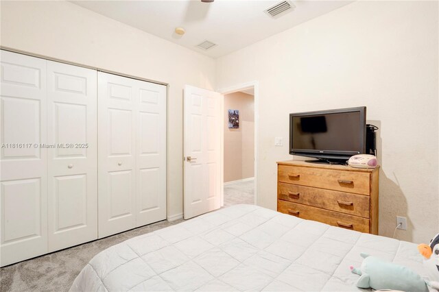 1100 SE 19th Ave, Homestead, FL 33035 - bedroom with carpet, a closet, and ceiling fan