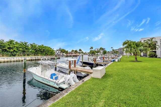 1100 SE 5th Ct Unit 87, Pompano Beach, FL 33060 - dock area featuring a yard and a water view