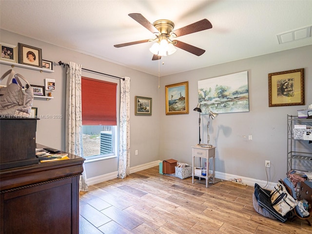 508 Arcadia Ave NE, Palm Bay, FL 32907 - miscellaneous room with light wood-type flooring, ceiling fan, and baseboards