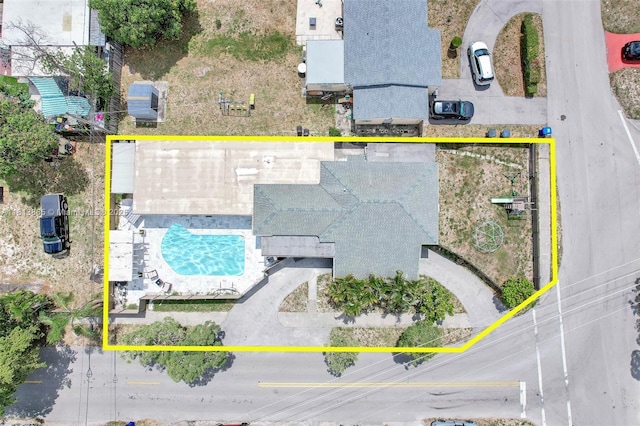 1013 S 24th Ave, Hollywood, FL 33020 - aerial view of property and surrounding area featuring a pool area and property boundaries highlighted