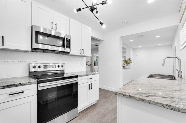 1013 S 24th Ave, Hollywood, FL 33020 - kitchen with appliances with stainless steel finishes, a sink, backsplash, white cabinetry, and recessed lighting