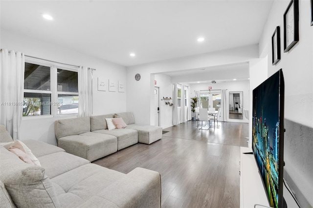 1013 S 24th Ave, Hollywood, FL 33020 - living area featuring recessed lighting, french doors, and wood finished floors