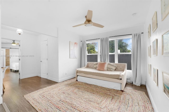 1013 S 24th Ave, Hollywood, FL 33020 - living area with ceiling fan, wood finished floors, and baseboards