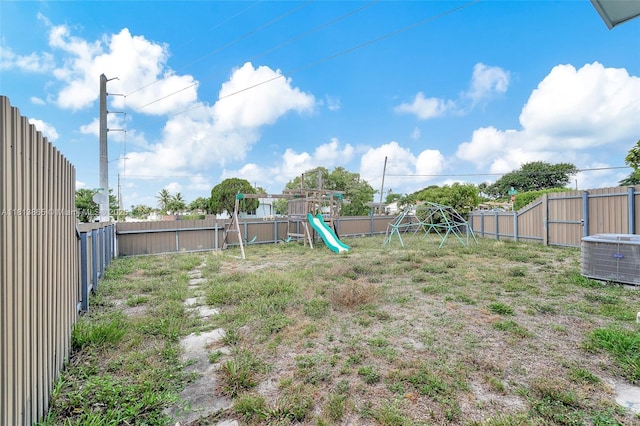 1013 S 24th Ave, Hollywood, FL 33020 - fenced backyard featuring a playground and cooling unit