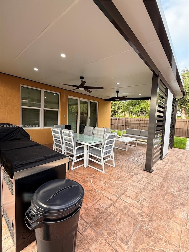 2046 NE 4th Ct, Homestead, FL 33033 - view of patio / terrace featuring a ceiling fan, outdoor lounge area, and outdoor dining area