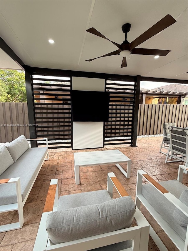 2046 NE 4th Ct, Homestead, FL 33033 - view of patio / terrace featuring outdoor lounge area and a ceiling fan
