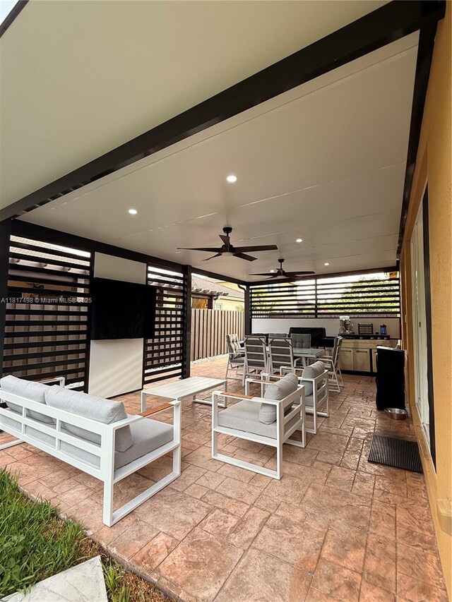 2046 NE 4th Ct, Homestead, FL 33033 - view of patio / terrace featuring an outdoor hangout area, a ceiling fan, and outdoor dining space