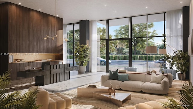 580 72nd St Unit 1712, Miami, FL 33141 - common area with a wall of windows and recessed lighting