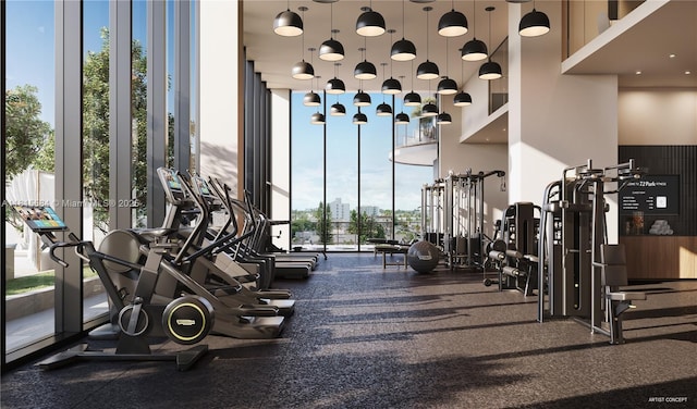 580 72nd St Unit 1712, Miami, FL 33141 - workout area with expansive windows