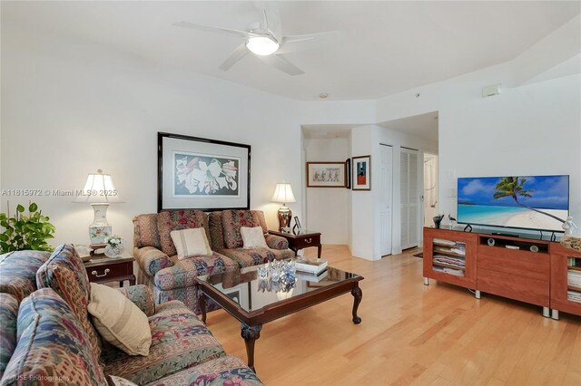 754 NE 90th St Unit 701, Miami, FL 33138 - living area featuring light wood finished floors and ceiling fan