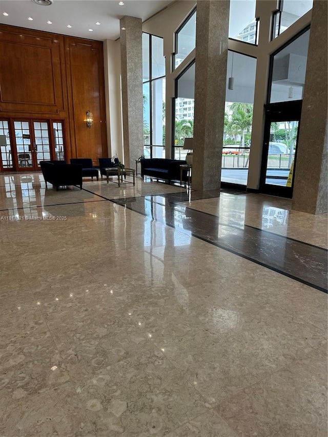 5601 Collins Ave Unit 923, Miami Beach, FL 33140 - common area with a high ceiling and recessed lighting