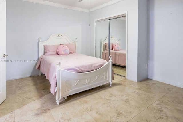 7968 Venetian St, Miramar, FL 33023 - bedroom with crown molding, a closet, and baseboards