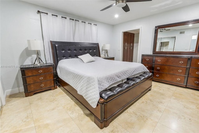 7968 Venetian St, Miramar, FL 33023 - bedroom featuring ceiling fan, baseboards, light tile patterned floors, and recessed lighting