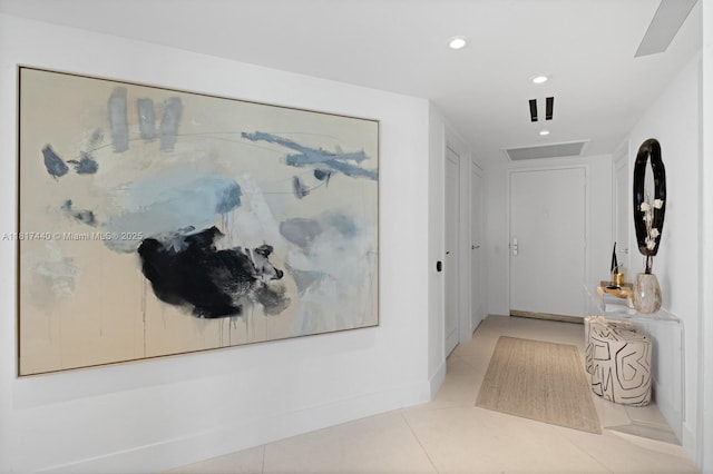 450 Alton Rd Unit 2007, Miami Beach, FL 33139 - hall with tile patterned flooring, recessed lighting, and baseboards
