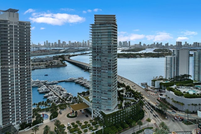 450 Alton Rd Unit 2007, Miami Beach, FL 33139 - water view featuring city skyline and a notable bridge