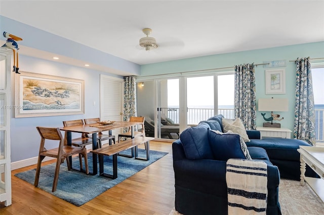 200 Wrenn St Ph 701, Plantation Key, FL 33070 - dining room with plenty of natural light, light wood finished floors, ceiling fan, baseboards, and recessed lighting