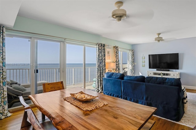 200 Wrenn St Ph 701, Plantation Key, FL 33070 - dining room featuring a ceiling fan and wood finished floors