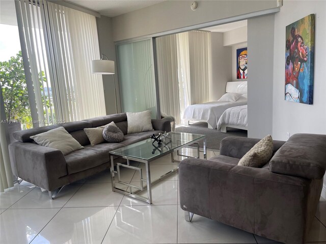1750 N Bayshore Dr Unit 1414, Miami, FL 33132 - living area with light tile patterned flooring