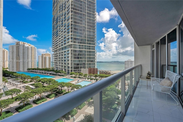 485 Brickell Ave Unit 1801, Miami, FL 33131 - balcony with a water view and a view of city