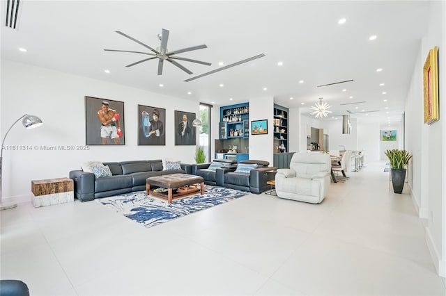 1845 NE 124th St, North Miami, FL 33181 - living area with a ceiling fan and recessed lighting
