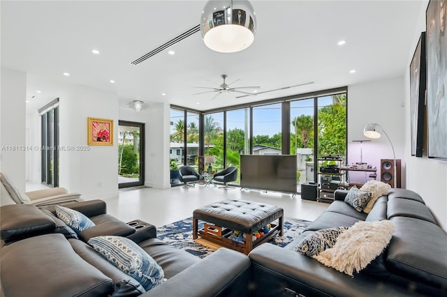 1845 NE 124th St, North Miami, FL 33181 - living area with recessed lighting and a ceiling fan