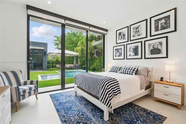 1845 NE 124th St, North Miami, FL 33181 - bedroom featuring floor to ceiling windows, access to outside, and recessed lighting