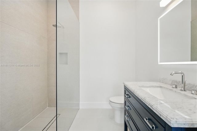 1845 NE 124th St, North Miami, FL 33181 - full bath with a walk in shower, vanity, tile patterned floors, and toilet