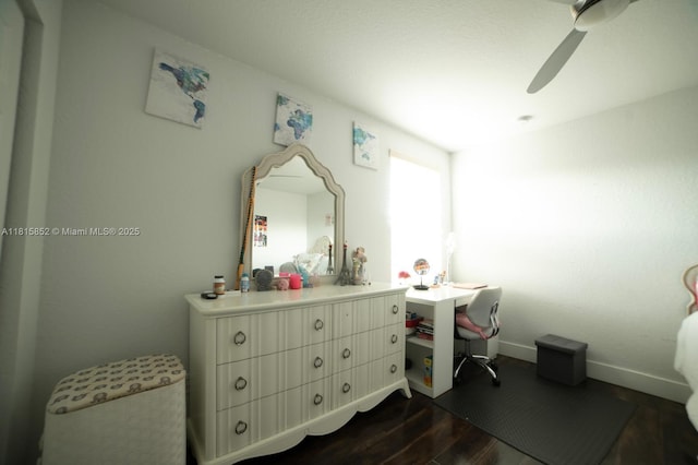 4452 Rainbow Ave, Weston, FL 33332 - bedroom featuring dark wood finished floors, baseboards, and ceiling fan